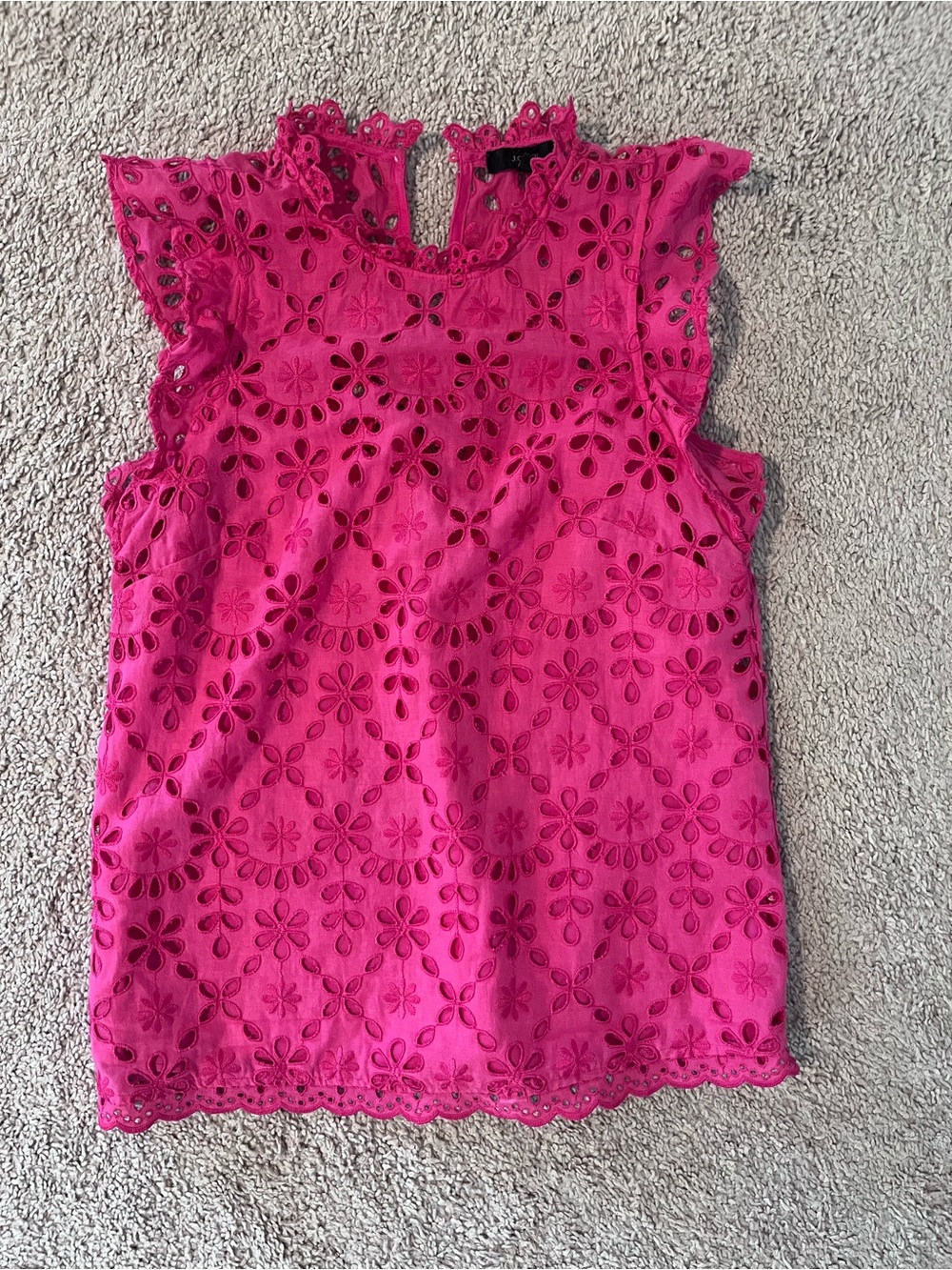 J. Crew Pink Eyelet Sleeveless Top